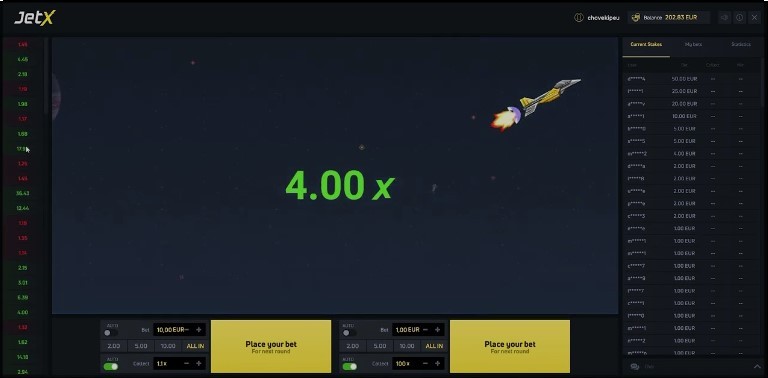 Пример игрового интерфейса слота Jet X