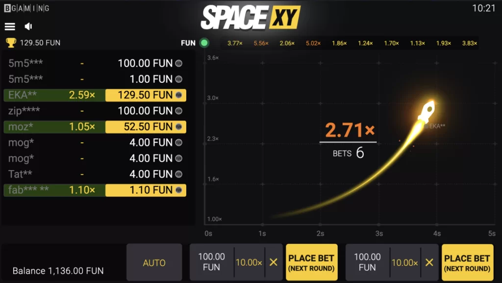 Пример игрового окна слота Space XY